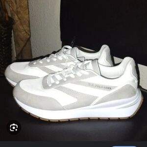 U.S. Polo Assn. Women's White and Tan Sneakers